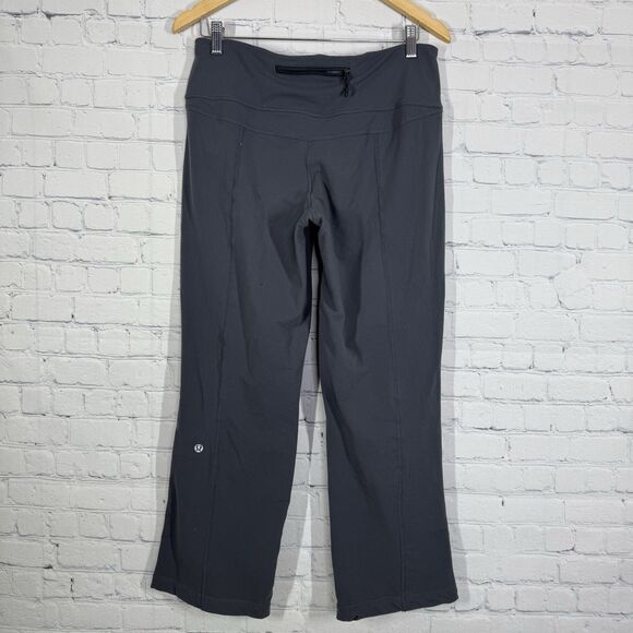 Lululemon Run Free Pants Women Size 8 Gray Pockets Coal Heathered Mid Rise Cozy - Picture 2 of 14